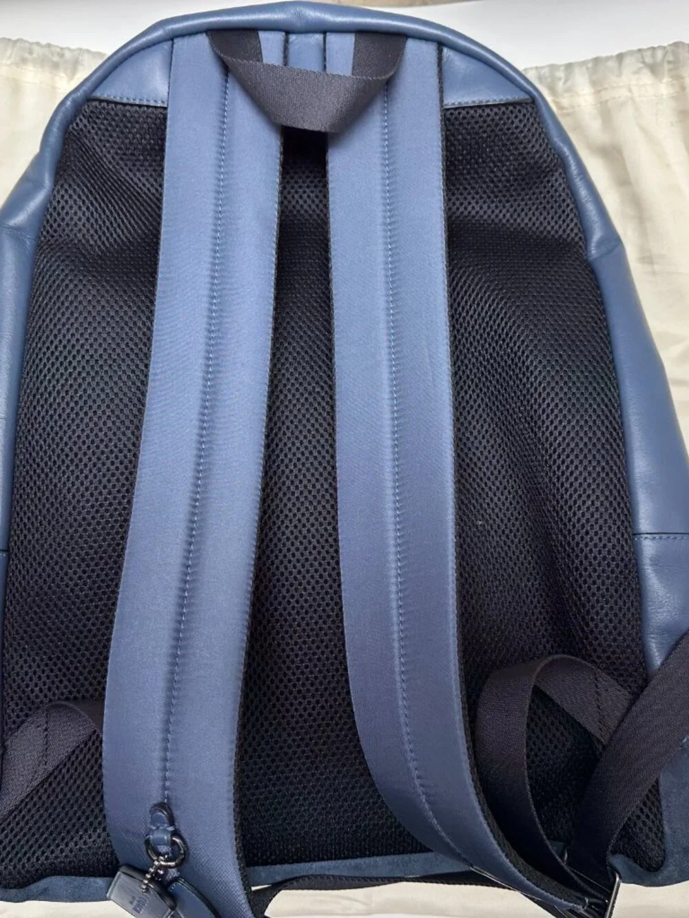Coach F11250 Charles Mens Leather Backpack Blue Baseball Stitch Varsity Stripe